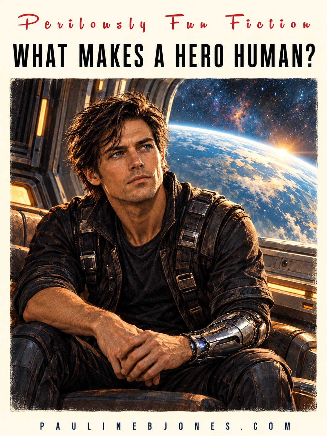 TalusH looking thoughtful. space background.